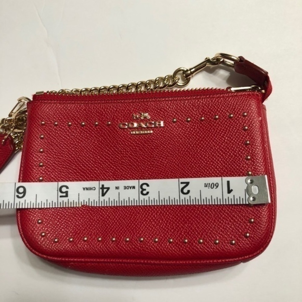 COACH red grosgrain leather mini bag studded - Picture 3 of 15